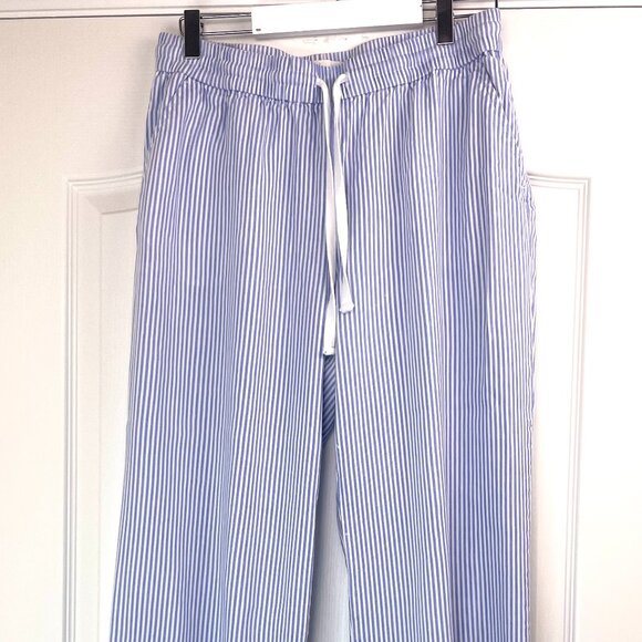 Magnolia Grace Blue White Striped Linen Blend Pull-On Pants Size M - Picture 1 of 11